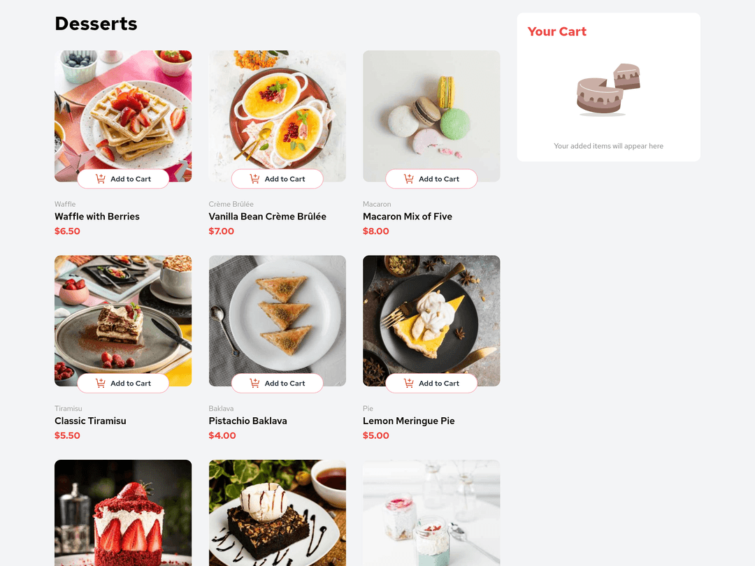 product list with cart